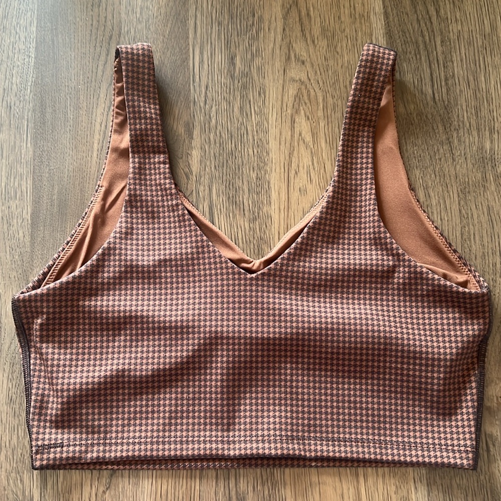 Offline by Aerie Brown Black Gingham Sports Bra Large - Picture 6 of 10